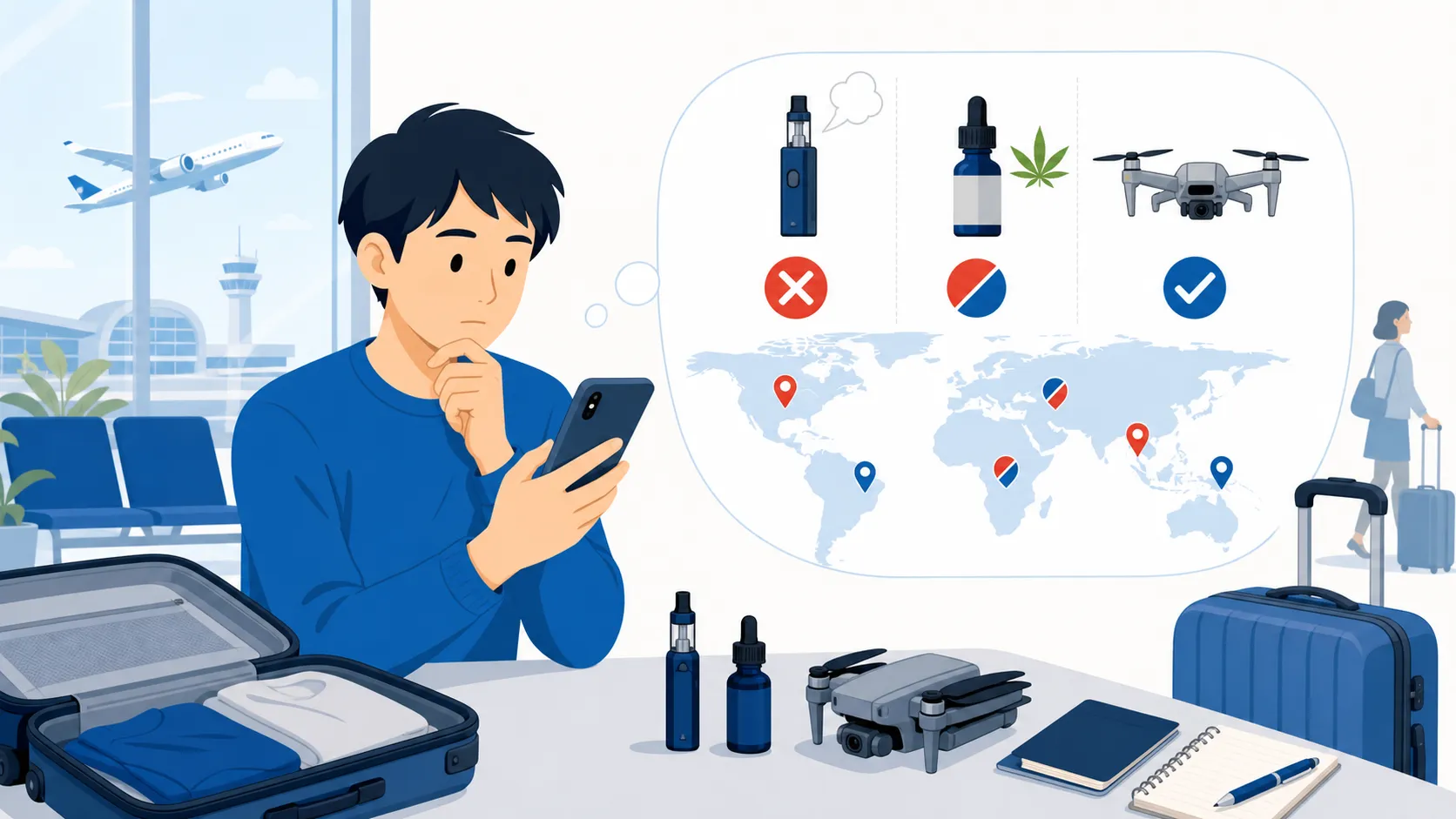 電子たばこ・CBD・ドローンは海外で違法？国別の調べ方