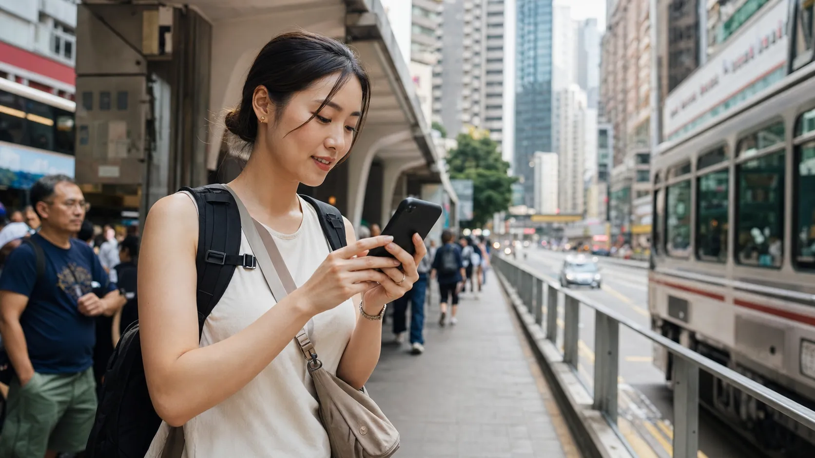 香港の移動・食・街歩きでスマホを使う旅行者