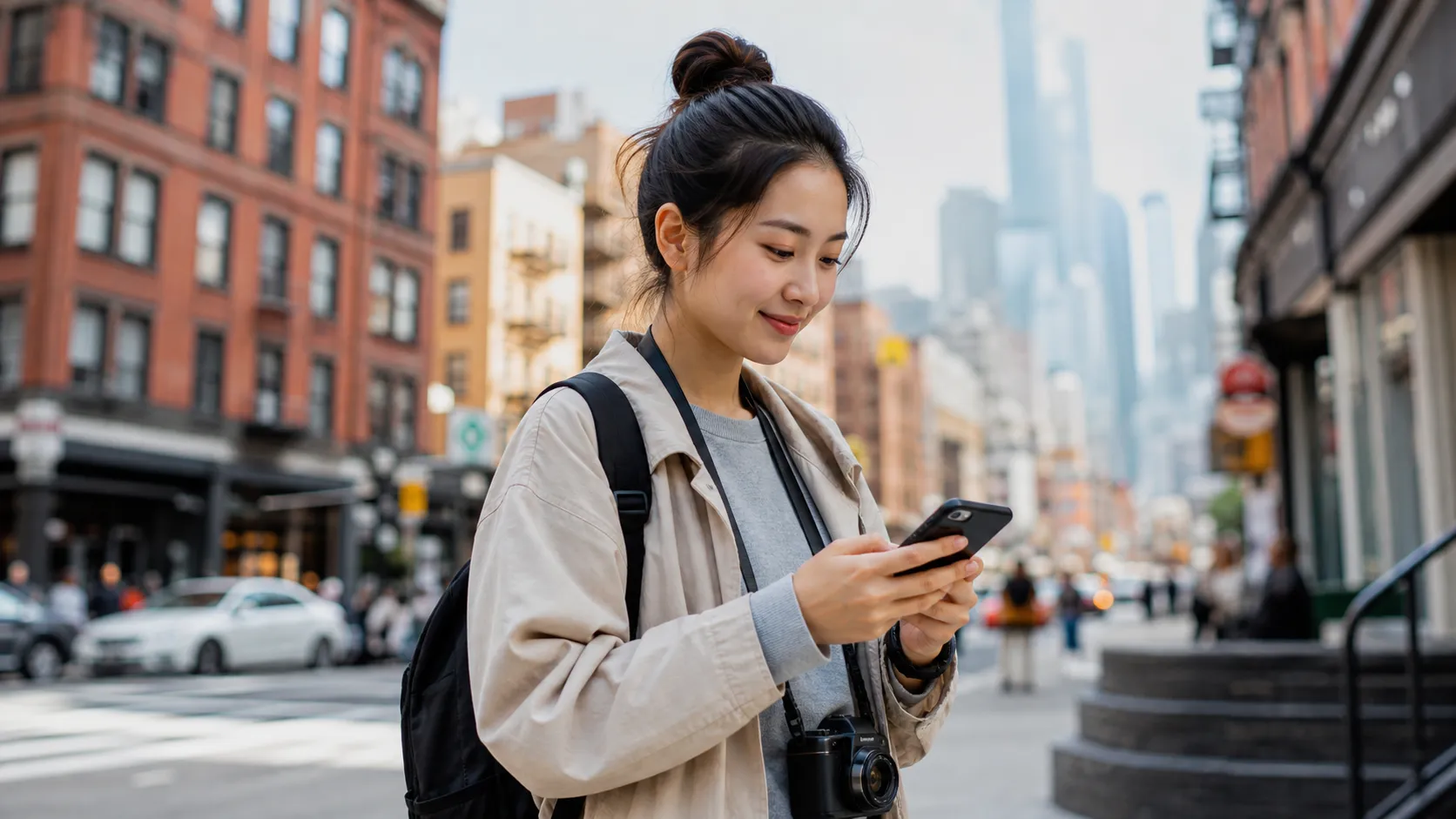 都市観光・レンタカー・ハワイの移動などでスマホを使う旅行者